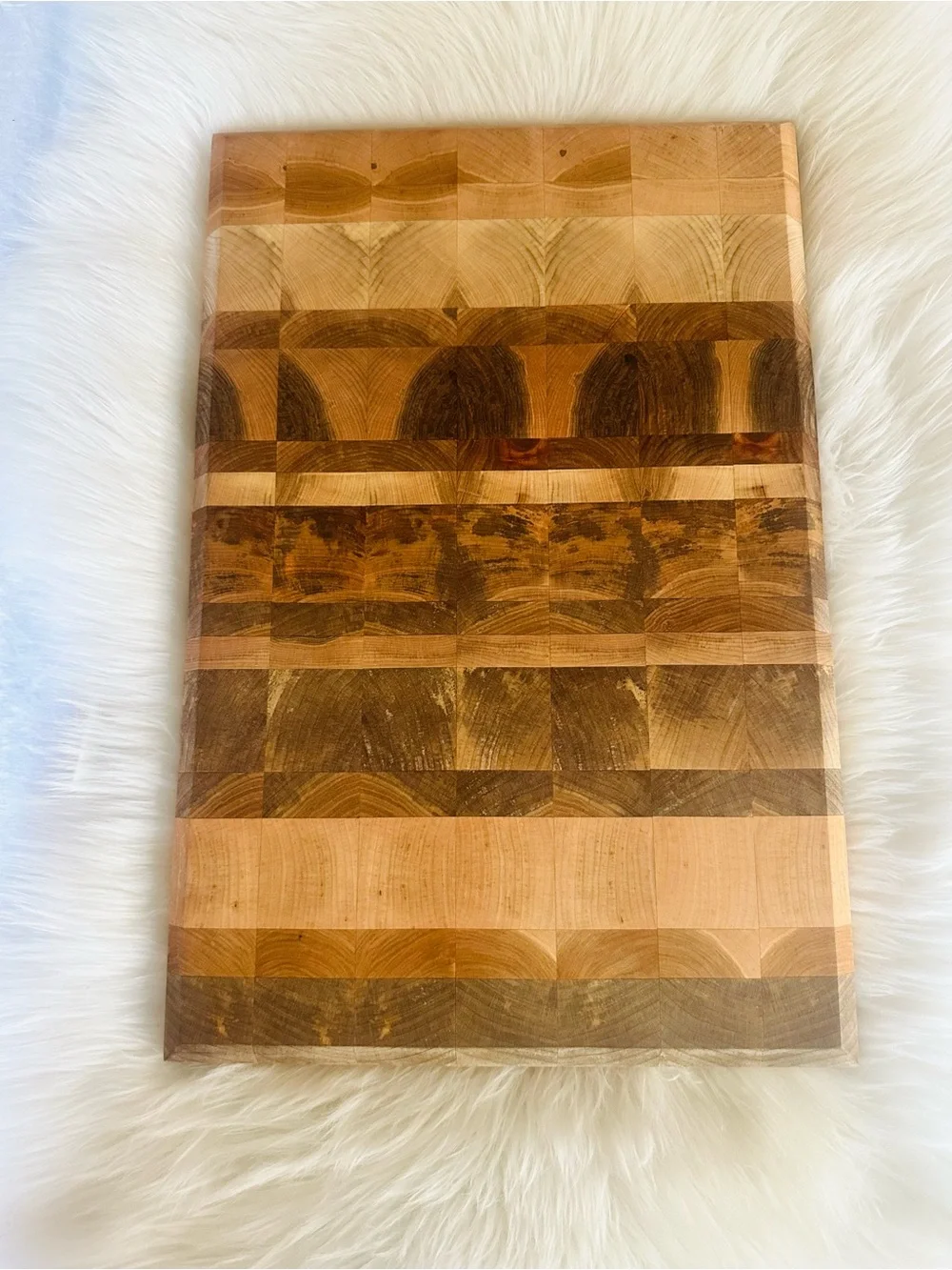 Handmade End Grain maple Wood Cutting Board - Natural Brown Tones
